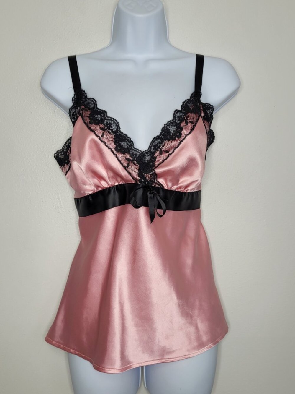 Y2k Heart Soul pink black babydoll lace sexy going out party top size Large
